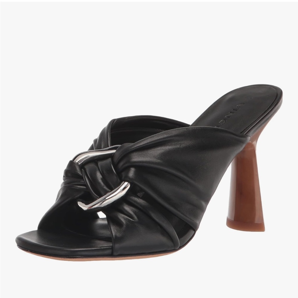 Vince Qiqi Heeled Sandal black‎ wood heel NEW 8.5